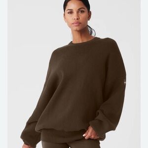 alo Scholar Crew Neck Sweater Espresso Size XS